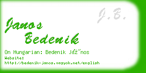 janos bedenik business card